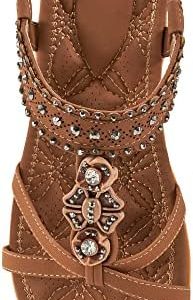 Womens Flat Sandals Comfort Walking Shoes Casual Beach Shoes Dressy Summer Jeweled Bohemian Flats for Woman