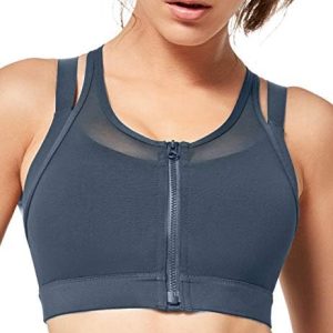 Yvette High Impact Women Sports Bra Front Closure Double Deck Mesh Running Bra for Plus Size for Plus Size