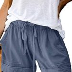 onlypuff Womens Shorts Comfy Drawstring Elastic Waist Summer Shorts with Pockets Casual Pants