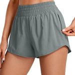 CRZ YOGA High Waisted Running Shorts for Women 2.5″ – Mesh Liner Quick Dry Sport Athletic Workout Shorts with Zipper Pocket