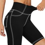 G4Free Womens Biker Running Shorts 8″ High Waisted Yoga Shorts with Pockets Compression Jean Shorts for Casual