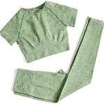 PINKSAVIOR Workout Sets for Women Two Piece Outfits Seamless High Waist Leggings Yoga Crop Tops Athletic Sports Gym Sets