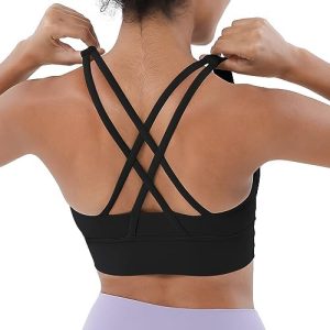 AGUTIUN Padded Sports Bra for Womens Workout Yoga Tank Tops Cross Back Active Running Bra