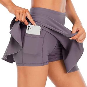 PLUMZJOY Women’s Pleated Tennis Skirts with Shorts High Waisted Athletic Golf Running Workout Sports Skirts