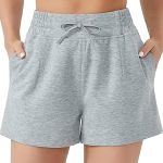 Dragon Fit Womens High Waisted Sweat Shorts Casual Cotton Workout Shorts Drawstring Running Shorts with 2 Pockets