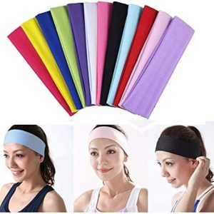 12 PCS Yoga Cotton Headbands, Stretch Elastic Headbands Non Slip Workout Sweatbands Sport Running Headbands for Women Girls Ladies Exercise Fitness