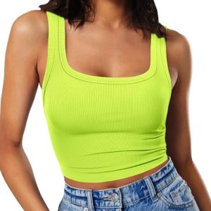RIROW Womens Sleeveless Fitted Tank Top 2024 New Square Neck Ribbed Basic Tee XS-XL
