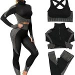 Women’s 3pcs Seamless Workout Outfits Sets, Yoga Sportswear Tracksuit Leggings and Stretch Sports Bra Fitness