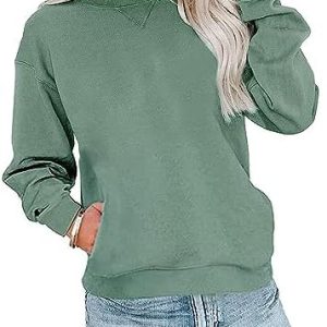 RANPHEE Womens Long Sleeve Fall Tops Crew Neck Loose Fashion Trendy Clothes Shirts Hoodies Pullovers Sweatshirt with Pockets