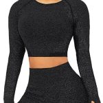 TZLDN Womens Workout Crop Tops Long Sleeve Shirt Women Thumbholes Yoga Gym Clothes Hollow Out Athletic Tight Tee