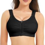 Nebility Zip Front Closure Sports Bra for Women Everyday Support Bra Compression Workout with Adjustable Straps Wirefree