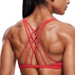 CRZ YOGA Women’s Cute Yoga Sports Bra Strappy Sexy Back Padded Low Impact Workout Clothes Bra Tops