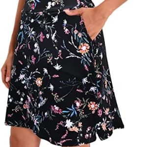 Jhsnjnr Women’s Tennis Skirts with Pockets Shorts High Waisted Knee Length Skirt Athletic Golf Skorts