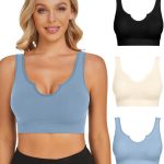 SIMIYA 3 Pack Sports Bras for Women Seamless Wireless Comfort Support Bra Removable Pads for Workout Yoga Running Fitness