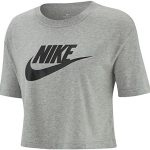 Nike Womens Sportswear Essential Cropped T-Shirt Dark Grey Heather Black Size XL