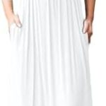 WNEEDU Women’s 3/4 Sleeve Loose Plain Maxi Dress Casual Long Dresses with Pockets