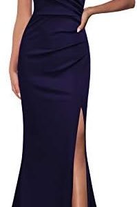 Woosea Women Sleeveless V Neck Split Evening Cocktail Long Dress Black