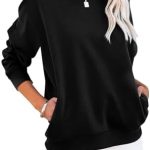 Eniloyal Long Sleeve Sweatshirts for Women Fall Clothes Tops Color Block Crew Neck Pullover Casual Loose Shirts with Pockets