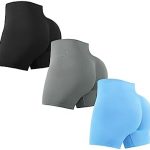 LISSMOMO 3 Piece Workout Shorts Womens Seamless High Waisted Scrunch Butt Athletic Gym Yoga Biker Shorts S-XL