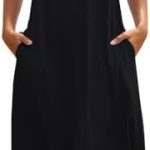 Zilcremo Women Casual Summer Sleeveless Dress Beach Sundress Split Tshirt Long Dresses with Pockets