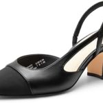 DREAM PAIRS Women’s Closed Round Toe Low Chunky Heels Block Slingback Splicing Fashion Comfortable Casual Pumps Shoes