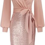GRACE KARIN Women’s Work Pencil Dress Long Sleeve Wedding Guest Dresses Elegant Cocktail Party