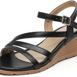 AMOJI Women’s Wedge Sandals Comfortable Dressy Summer Shoes With Elastic Strap FZ603