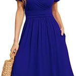WEACZZY Women’s Summer Short Sleeve Casual Dresses V-Neck Floral Party Dress with Pockets
