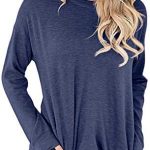 onlypuff Long Sleeve Tunic Tops Casual Sweaters Round Neck