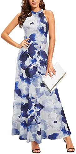 STYLEWORD Womens 2024 Summer Maxi Dress Beach Halter Neck Long Spring Wedding Guest Party Dresses