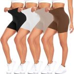 we fleece 4 Pack Biker Shorts for Women-5″ High Waisted Workout Running Athletic Yoga Shorts Summer Soft Shorts