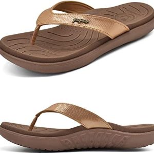 jiajiale Womens Fashion Orthotic Flip Flops Ladies Slip On Lightweight Comfortable Thick Cushion Yoga Mat Thong Sandals Summer Beach With Plantar Fasciitis Arch Support